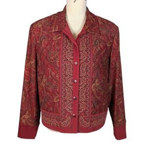 90s Vintage Coldwater Creek Plaid Quilted Jacket Rust Red Brown Size 16